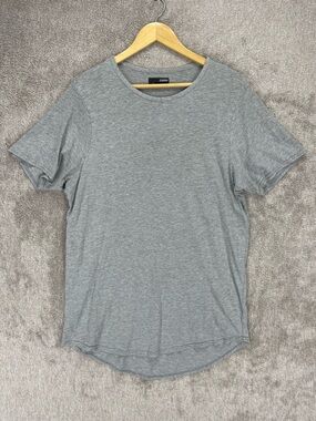 Elwood T Shirt Men’s L Heather Gray Curve Hem Drop Cut Lightweight Cotton Tee